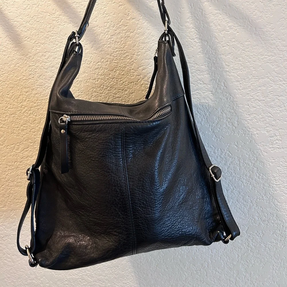 Convertible Hobo/Backpack Leather Bag - Picture 2 of 8